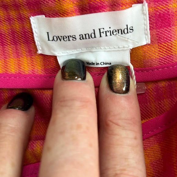 Lovers + Friends Pink & Orange Plaid Rodeo Pants Trousers NWT - Size Small - Picture 7 of 9